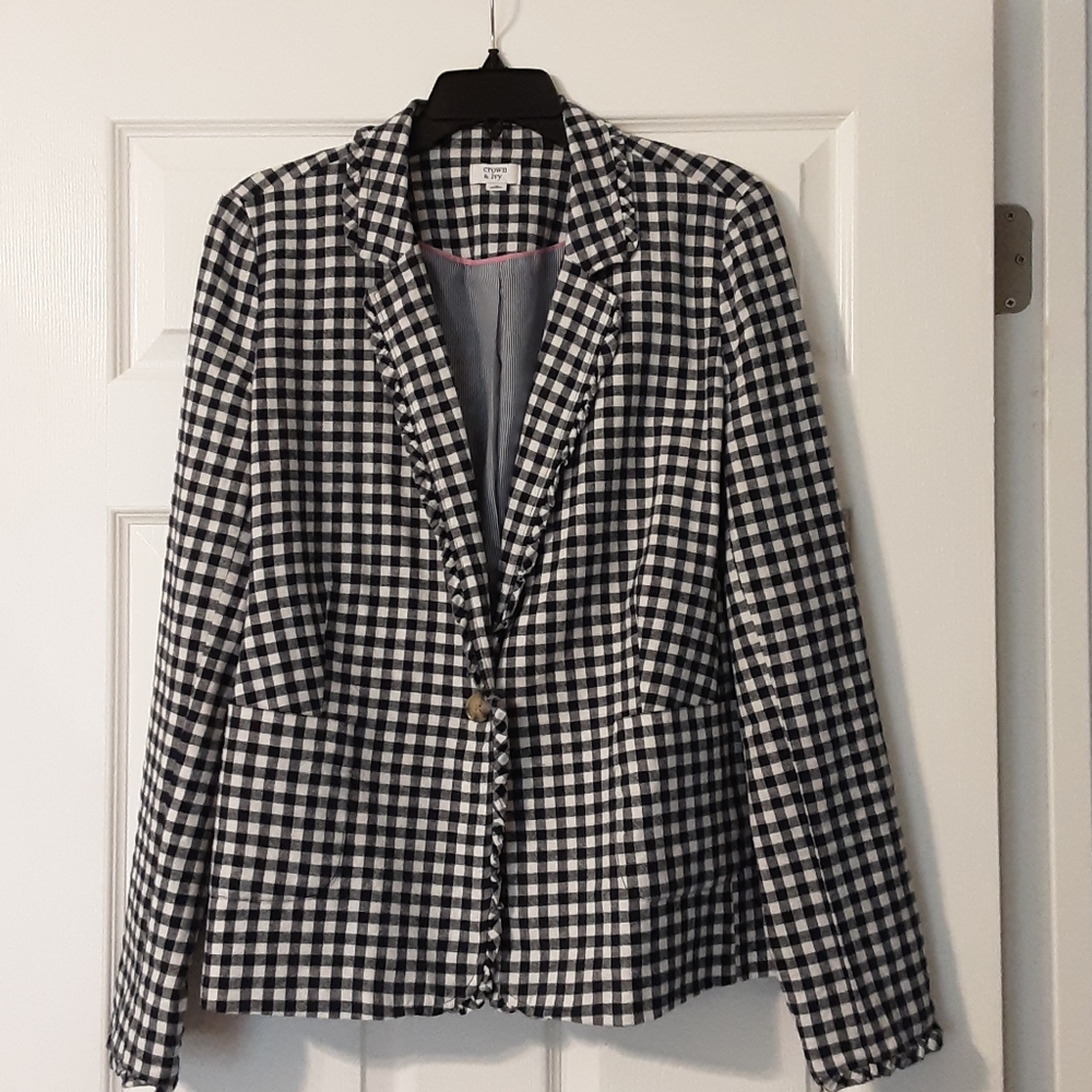 Crown & Ivy Navy/White gingham blazer